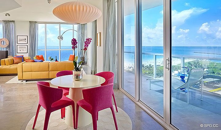Breakfast Area in Residence 1402/3 at The Continuum, Luxury Oceanfront Condominiums in Miami Beach, Florida 33139.