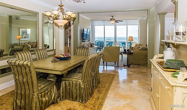 Dining Room inside Residence 1902 at L Hermitage, Luxury Oceanfront Condominiums Fort Lauderdale, Florida 33308