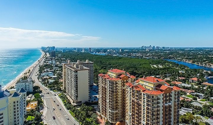 Unobstructed Southern Views from Grand Penthouse 28A, Tower I at The Palms, Luxury Oceanfront Condominiums in Fort Lauderdale, Florida 33305.