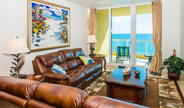   Living Area inside Residence 17D, Tower II at The Palms, Luxury Oceanfront Condominiums Fort Lauderdale, Florida 33305