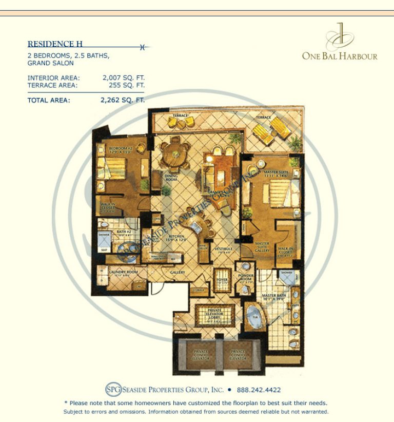 Residence H Floorplan at One Bal Harbour, Luxury Oceanfront Condo
