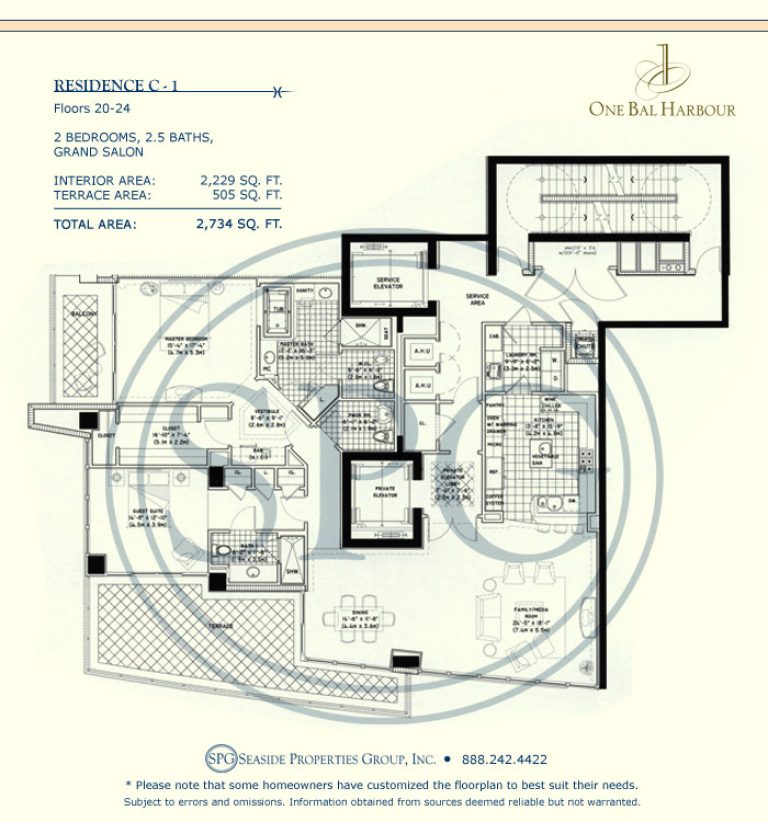 Residence C-1 Floorplan at One Bal Harbour, Luxury Oceanfront Condo