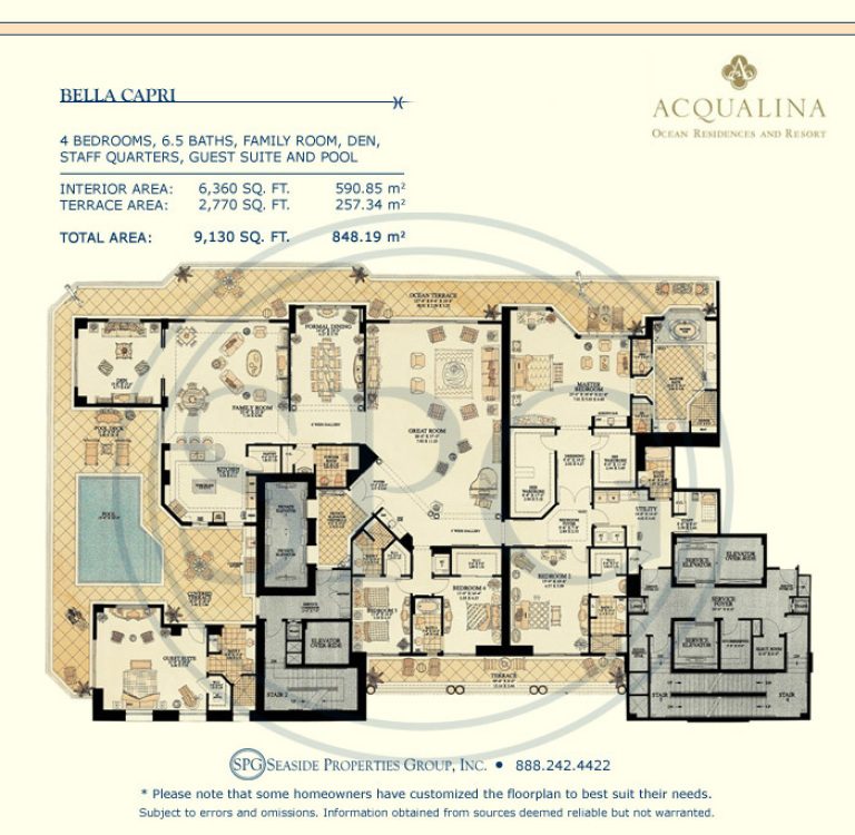 Bella Capri Floorplan at Acqualina Luxury Oceanfront Condo