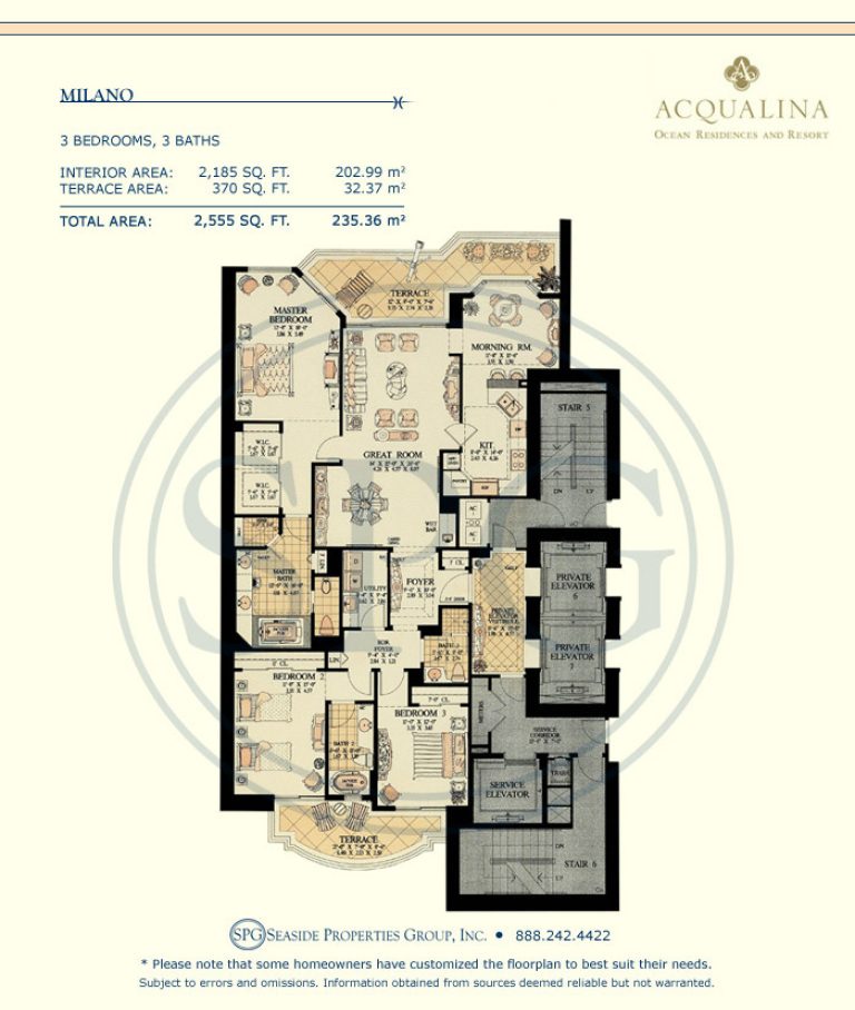 Milano Floorplan at Acqualina Luxury Oceanfront Condo