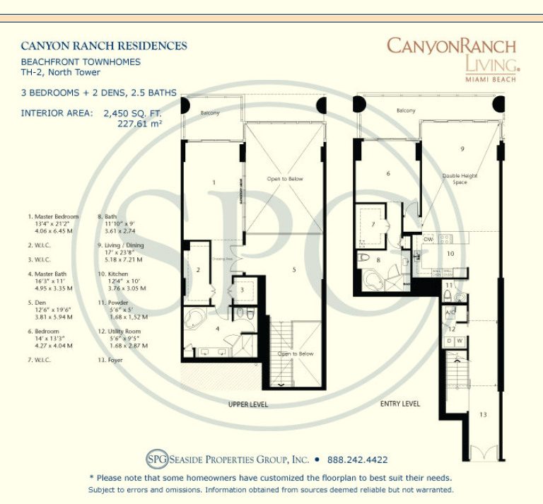 Beachfront Townhome TH-2 Floorplan at Canyon Ranch Living, Luxury Oceanfront Condos on Miami Beach