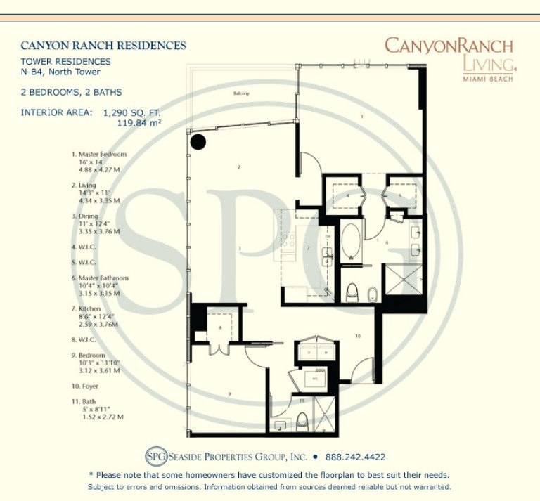 Tower Residence N-B4 Floorplan at Canyon Ranch Living, Luxury Oceanfront Condos on Miami Beach