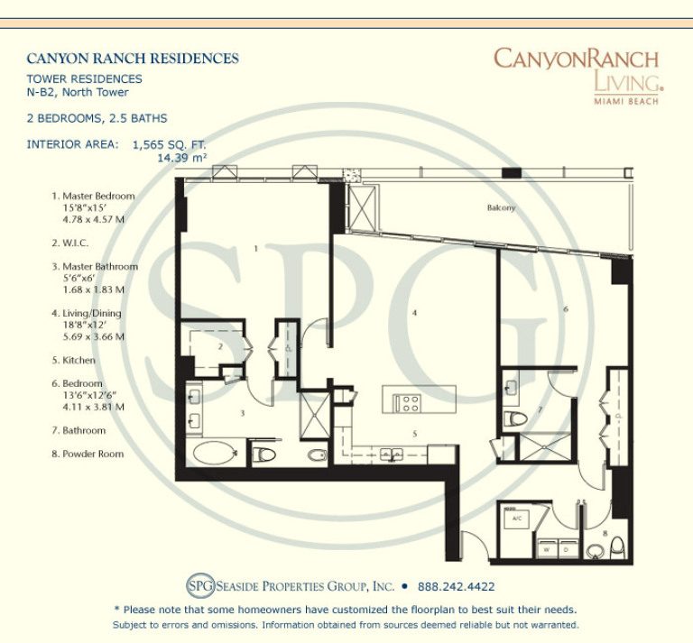 Tower Residence N-B2 Floorplan at Canyon Ranch Living, Luxury Oceanfront Condos on Miami Beach