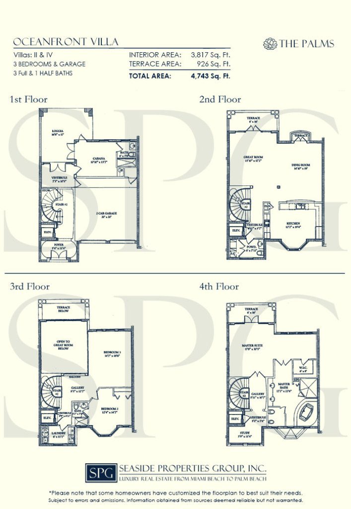 Floorplan 2 for Oceanfront Villas at The Palms, Luxury Condos in Fort Lauderdale, Florida 33305