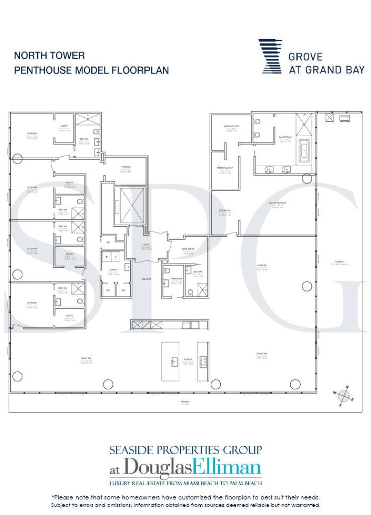 Penthouse Model Floorplan for Grove at Grand Bay, Luxury Waterfront Condominiums in Miami, Florida 33133