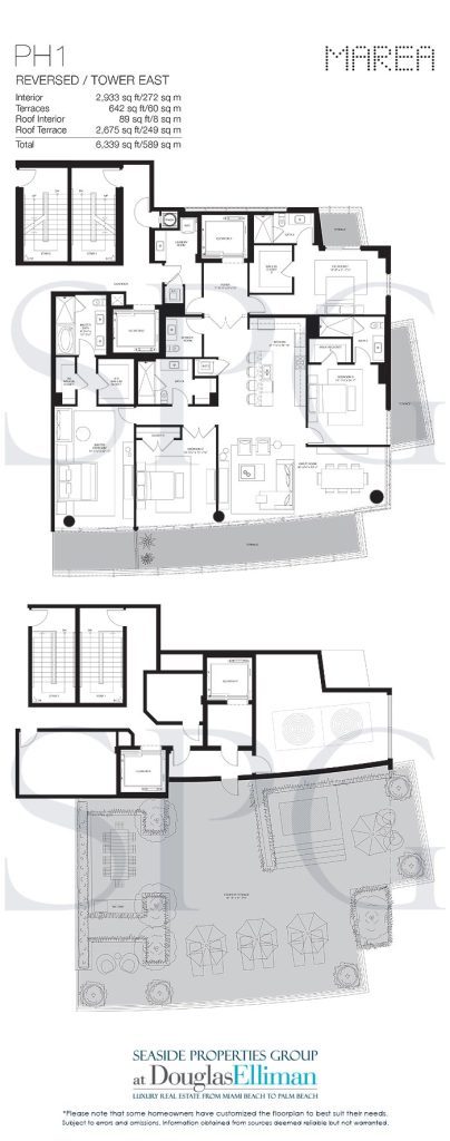 Penthouse 1 East Floorplan for Marea South Beach, Luxury Seaside Condominiums in Miami Beach, Florida 33139