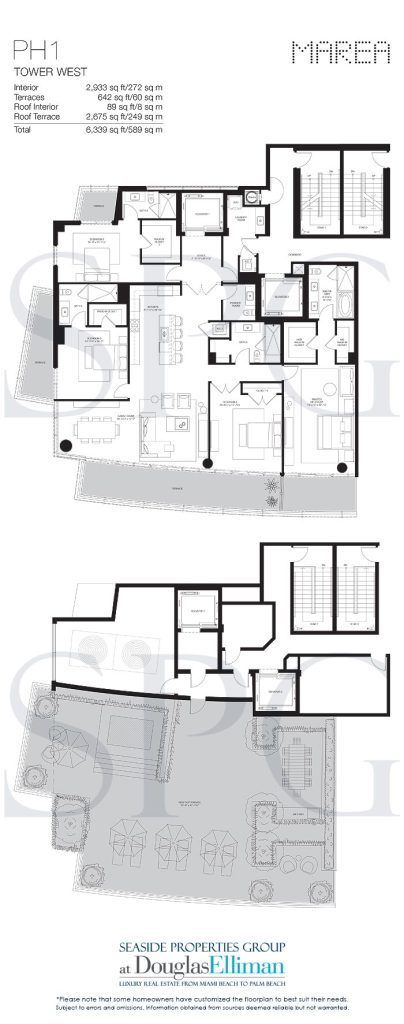 Penthouse 1 West Floorplan for Marea South Beach, Luxury Seaside Condominiums in Miami Beach, Florida 33139