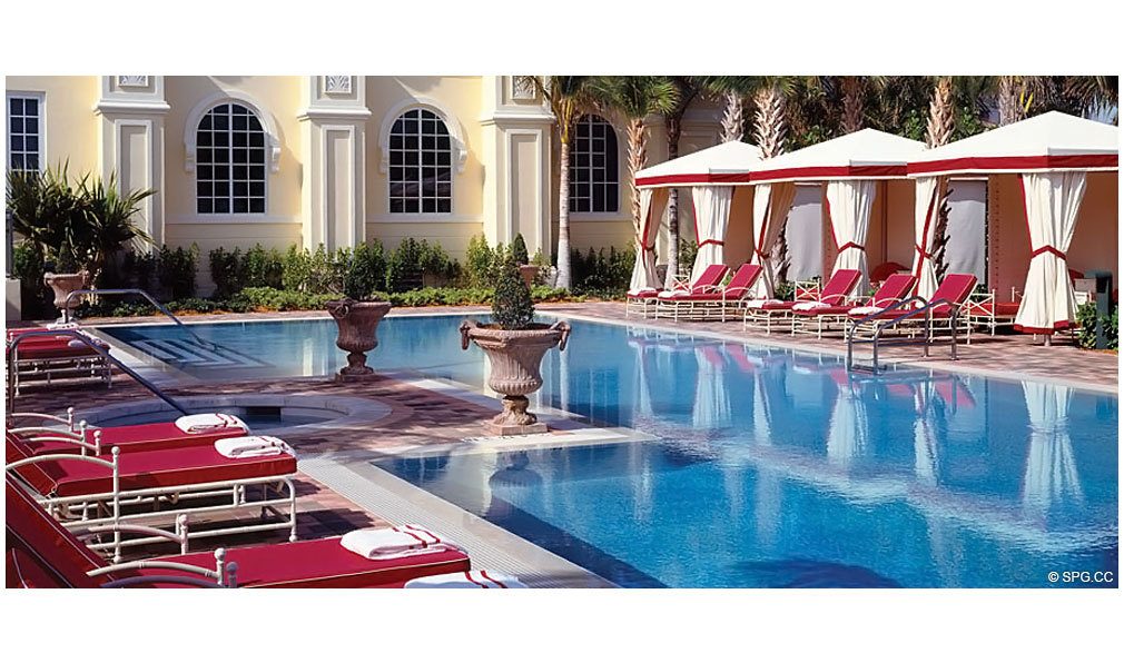 Pool Deck at Acqualina, Luxury Oceanfront Condominiums Located at 17885 Collins Avenue, Sunny Isles Beach, FL 33160
