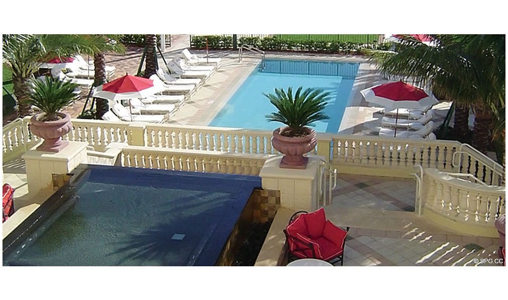 View of the Pool Deck at Acqualina, Luxury Oceanfront Condominiums Located at 17885 Collins Avenue, Sunny Isles Beach, FL 33160