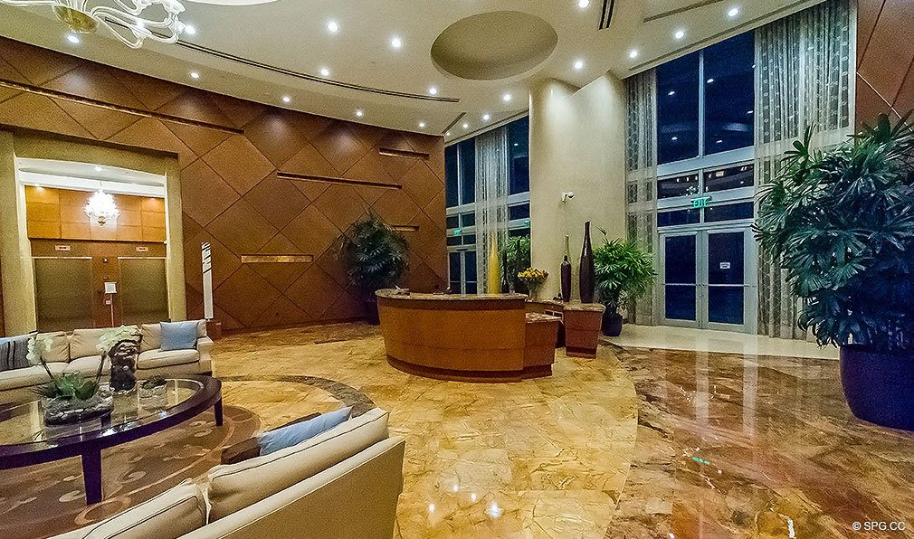 Lobby at Aquazul, Luxury Oceanfront Condominiums Located at 1600 South Ocean Boulevard, Lauderdale-by-the-Sea, FL 33062