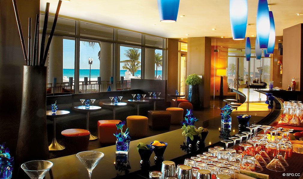 Lounge Bar at The Atlantic, Luxury Oceanfront Condominiums Located at 601 North Fort Lauderdale Beach Blvd, FL 33304