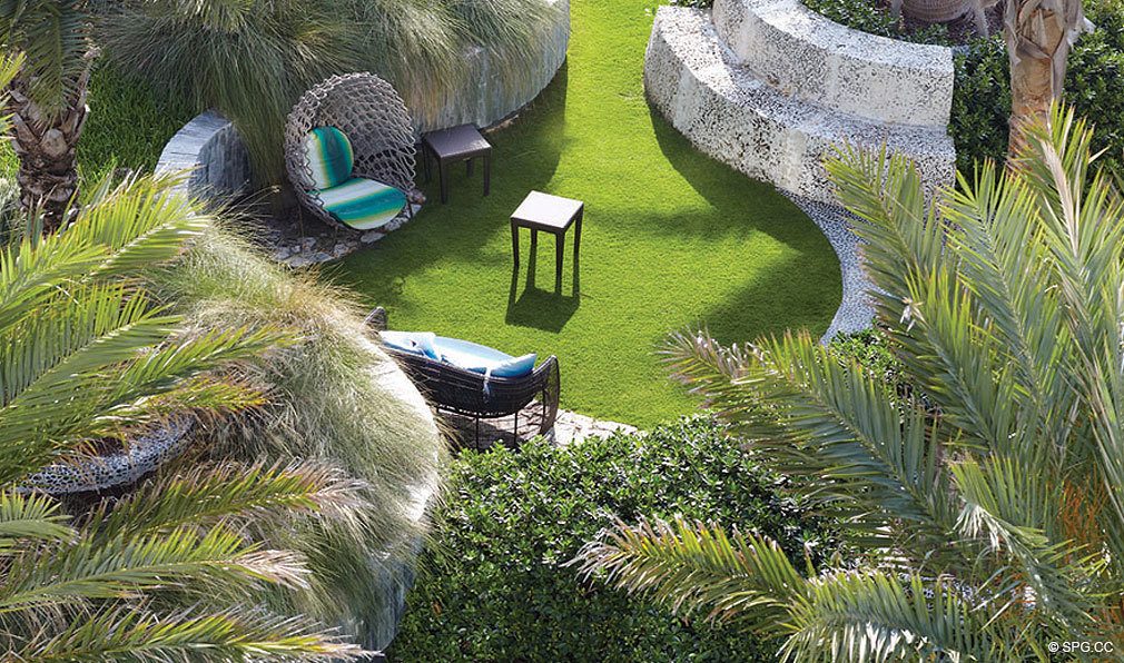 Landscaped Grounds at Canyon Ranch Living, Luxury Oceanfront Condominiums Located at 6799-6899 Collins Avenue, Miami Beach, FL 33141