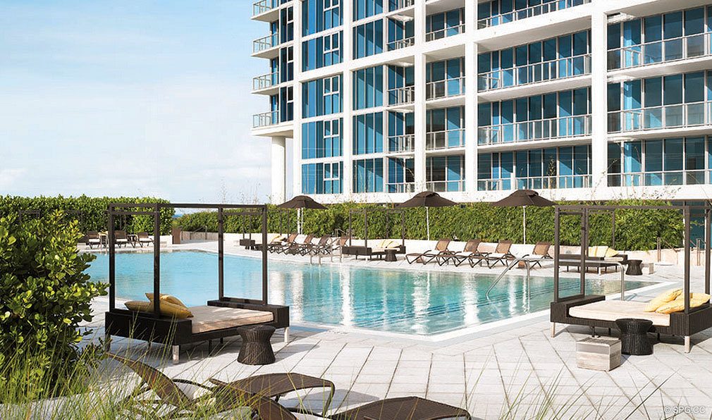 Pool Deck at Canyon Ranch Living, Luxury Oceanfront Condominiums Located at 6799-6899 Collins Avenue, Miami Beach, FL 33141