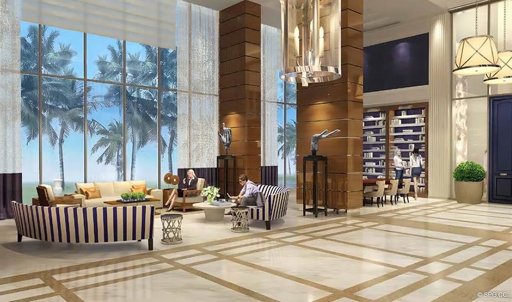 Lobby at Chateau Beach Residences, Luxury Oceanfront Condominiums Located at 17475 Collins Ave, Sunny Isles Beach, FL 33160