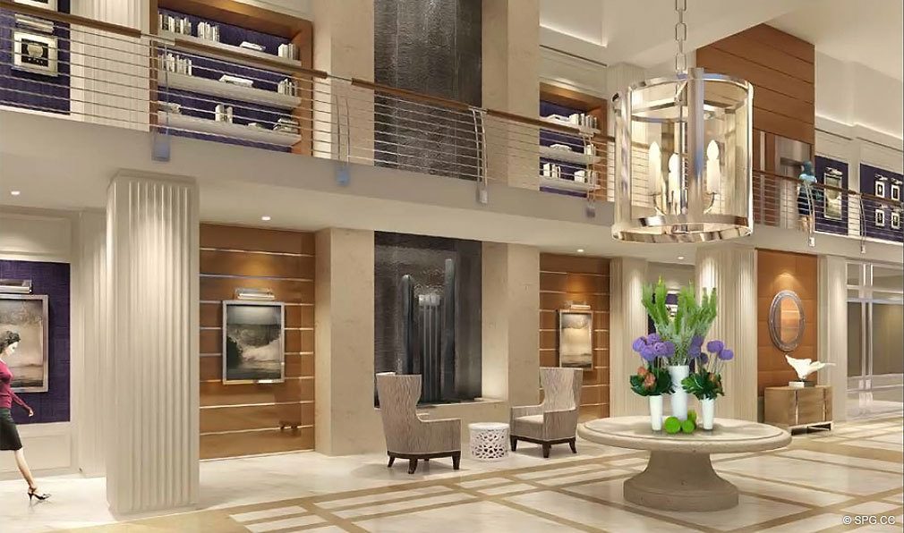 Main Lobby at Chateau Beach Residences, Luxury Oceanfront Condominiums Located at 17475 Collins Ave, Sunny Isles Beach, FL 33160