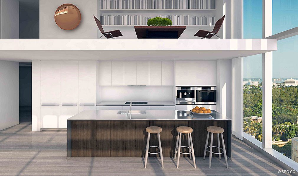 Kitchen at Edition, Luxury Oceanfront Condominiums Located at 2901 Collins Ave, Miami Beach, FL 33140