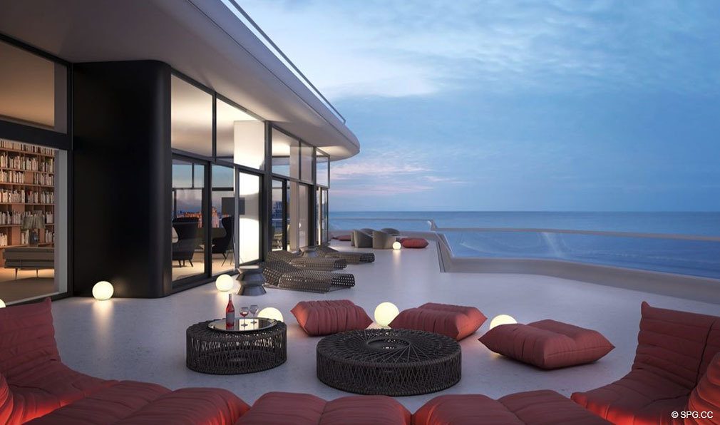 Outside Living at Faena House, Luxury Oceanfront Condominiums Located at 3201 Collins Ave, Miami Beach, FL 33140
