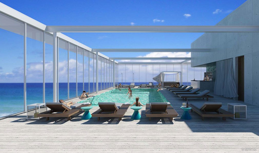 Rooftop Pool at Grove at Grand Bay, Luxury Waterfront Condominiums at 2669 South Bayshore Dr, Miami, FL 33133