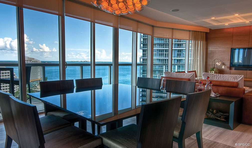 Dining Room at ICON Brickell, Luxury Waterfront Condominiums Located at 475 Brickell Avenue, Miami, Florida 33131