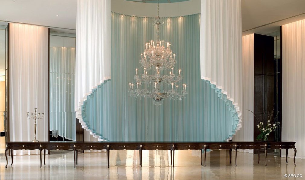 Lobby at ICON South Beach, Luxury Waterfront Condominiums Located at 450 Alton Rd, Miami Beach, FL 33139