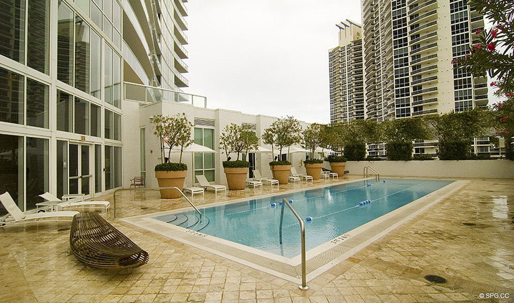 Pool Deck at ICON South Beach, Luxury Waterfront Condominiums Located at 450 Alton Rd, Miami Beach, FL 33139