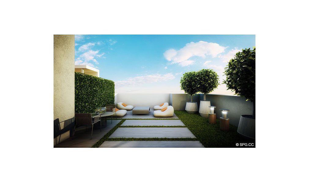 Rooftop Terrace at Iris on the Bay, Luxury Waterfront Townhomes Located at 25 N Shore Dr, Miami Beach, FL 33141