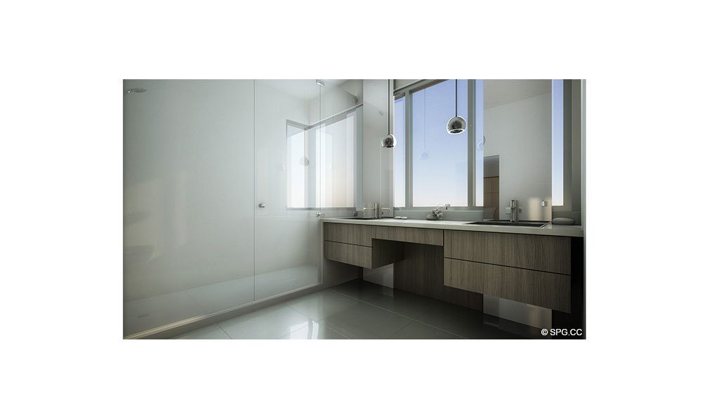 Master Bathroom at Iris on the Bay, Luxury Waterfront Townhomes Located at 25 N Shore Dr, Miami Beach, FL 33141