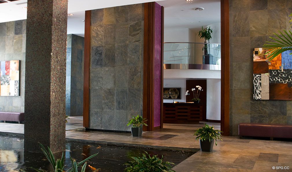 Las Olas River House Lobby, Luxury Waterfront Condominiums Located at 333 Las Olas Way, Ft Lauderdale, FL 33301
