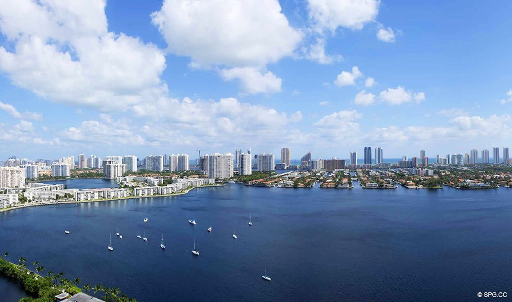 Water Views from Marina Palms Yacht Club, Luxury Waterfront Condominiums Located at 17201 Biscayne Blvd, North Miami Beach, FL 33160