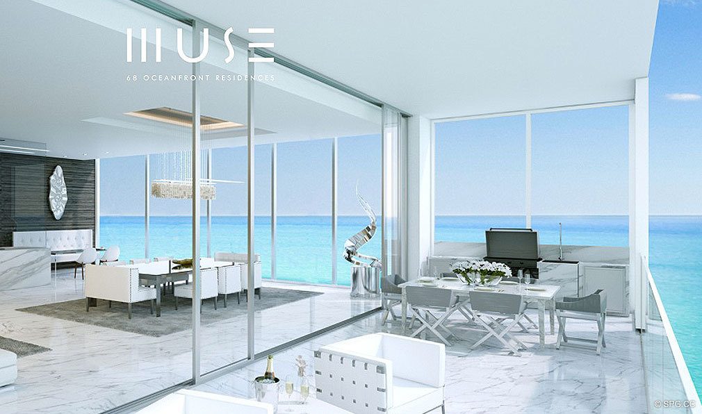 Terrace Views from Muse, Luxury Oceanfront Condominiums Located at 17141 Collins Ave, Sunny Isles Beach, FL 33160
