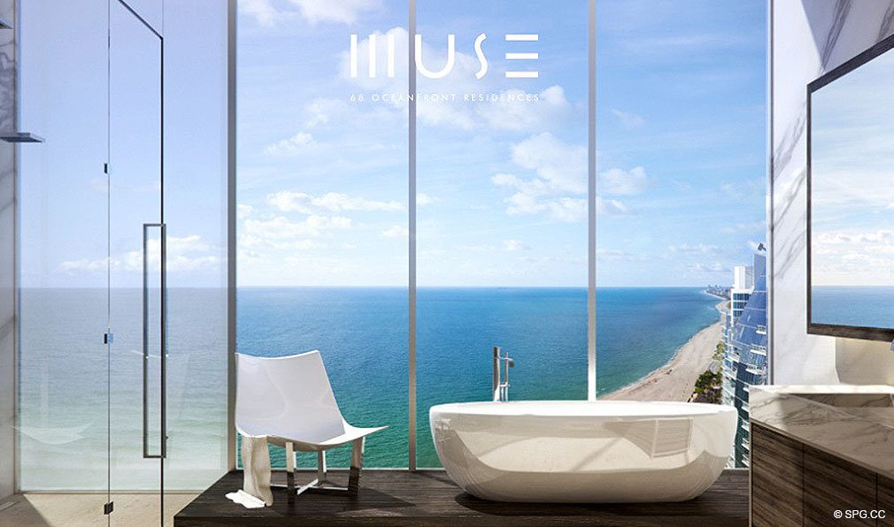 Master Bath at Muse, Luxury Oceanfront Condominiums Located at 17141 Collins Ave, Sunny Isles Beach, FL 33160
