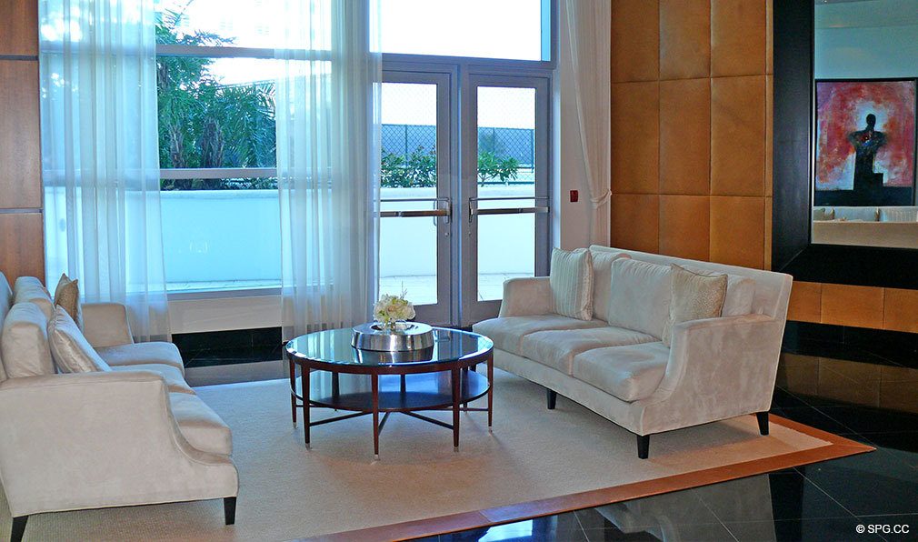 Lobby at Ocean Palms, Luxury Oceanfront Condominiums Located at 3101 S Ocean Dr, Hollywood Beach, FL 33019