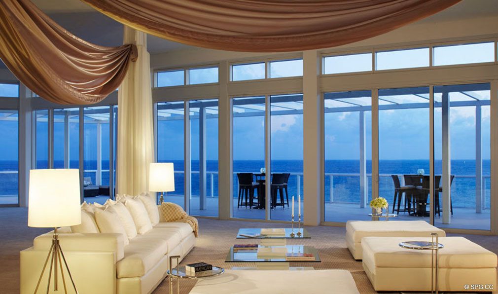 One Thousand Ocean Living Room, Luxury Oceanfront Condominiums Located at 1000 S Ocean Blvd, Boca Raton, FL 33432
