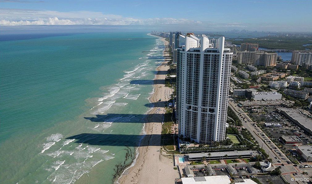 Ocean Views from Porsche Design Tower Miami, Luxury Oceanfront Condominiums Located at 18555 Collins Ave, Sunny Isles Beach, FL 33160