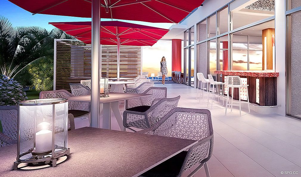 Privage Outdoor Dining, Luxury Waterfront Condominiums Located at 325 North Birch Rd, Ft Lauderdale, FL 33304