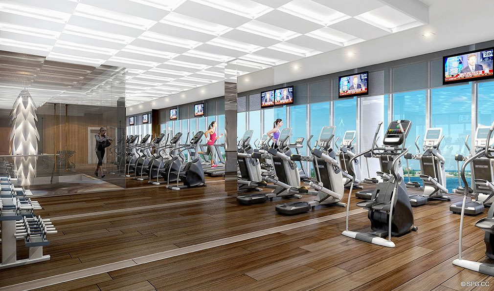 Fitness Center at Prive, Luxury Waterfront Condominiums Located at 5000 Island Estates Blvd, Aventura, FL 33160