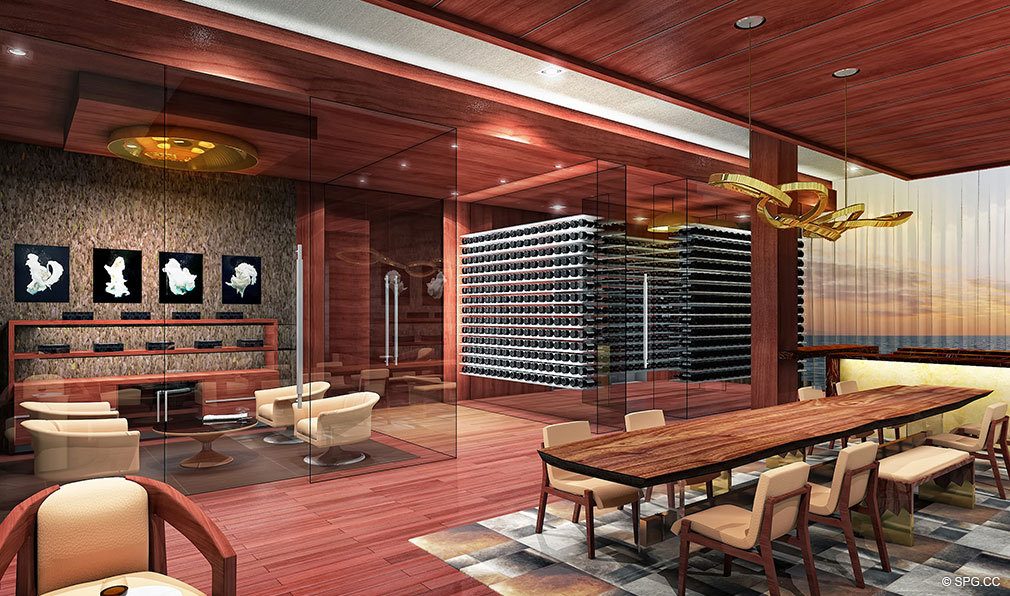 Cigar and Wine Lounge at Prive, Luxury Waterfront Condominiums Located at 5000 Island Estates Blvd, Aventura, FL 33160