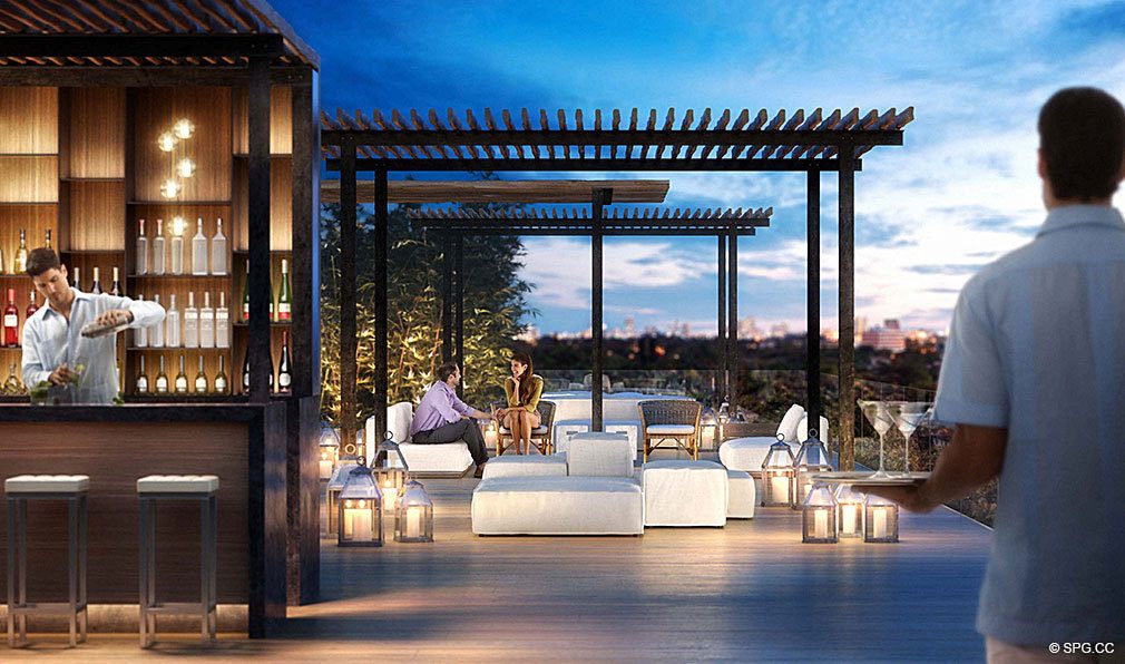 Ritz-Carlton Residences Pool Bar, Luxury Waterfront Condominiums Located at 4701 N Meridian Ave, Miami Beach, FL 33140