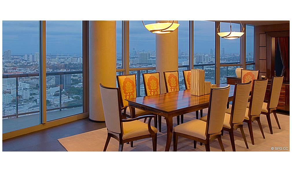 Setai Dining Room, Luxury Oceanfront Condominiums Located at 101 20th St, Miami Beach, FL 33139