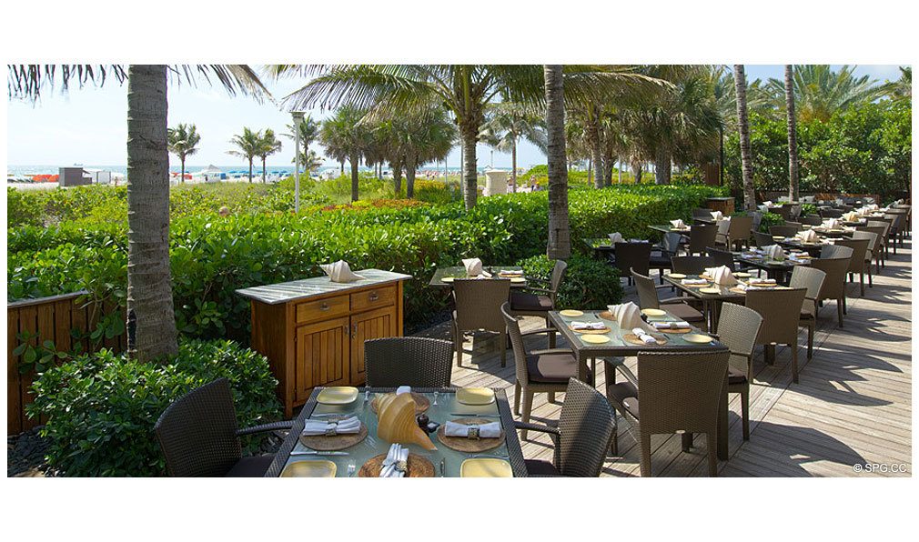 Outdoor Dining at Setai, Luxury Oceanfront Condominiums Located at 101 20th St, Miami Beach, FL 33139