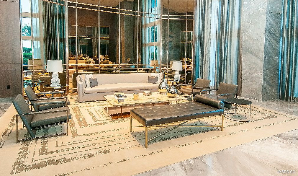 Lobby Sitting Area at Trump Hollywood, Luxury Oceanfront Condominiums Located at 2711 S Ocean Dr, Hollywood Beach, FL 33019