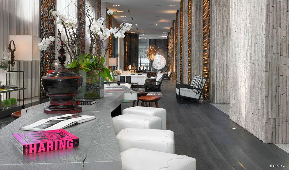 Lobby at W South Beach, Luxury Oceanfront Condominiums Located at 2201 Collins Ave, Miami Beach, FL 33139
