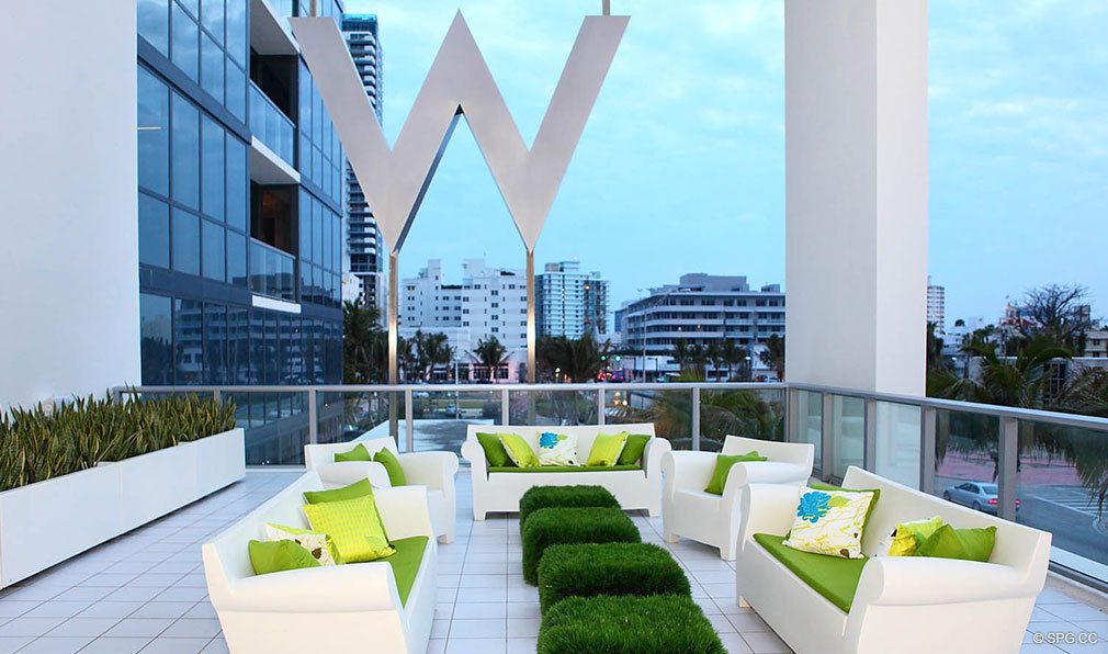 Outdoor Living at W South Beach, Luxury Oceanfront Condominiums Located at 2201 Collins Ave, Miami Beach, FL 33139